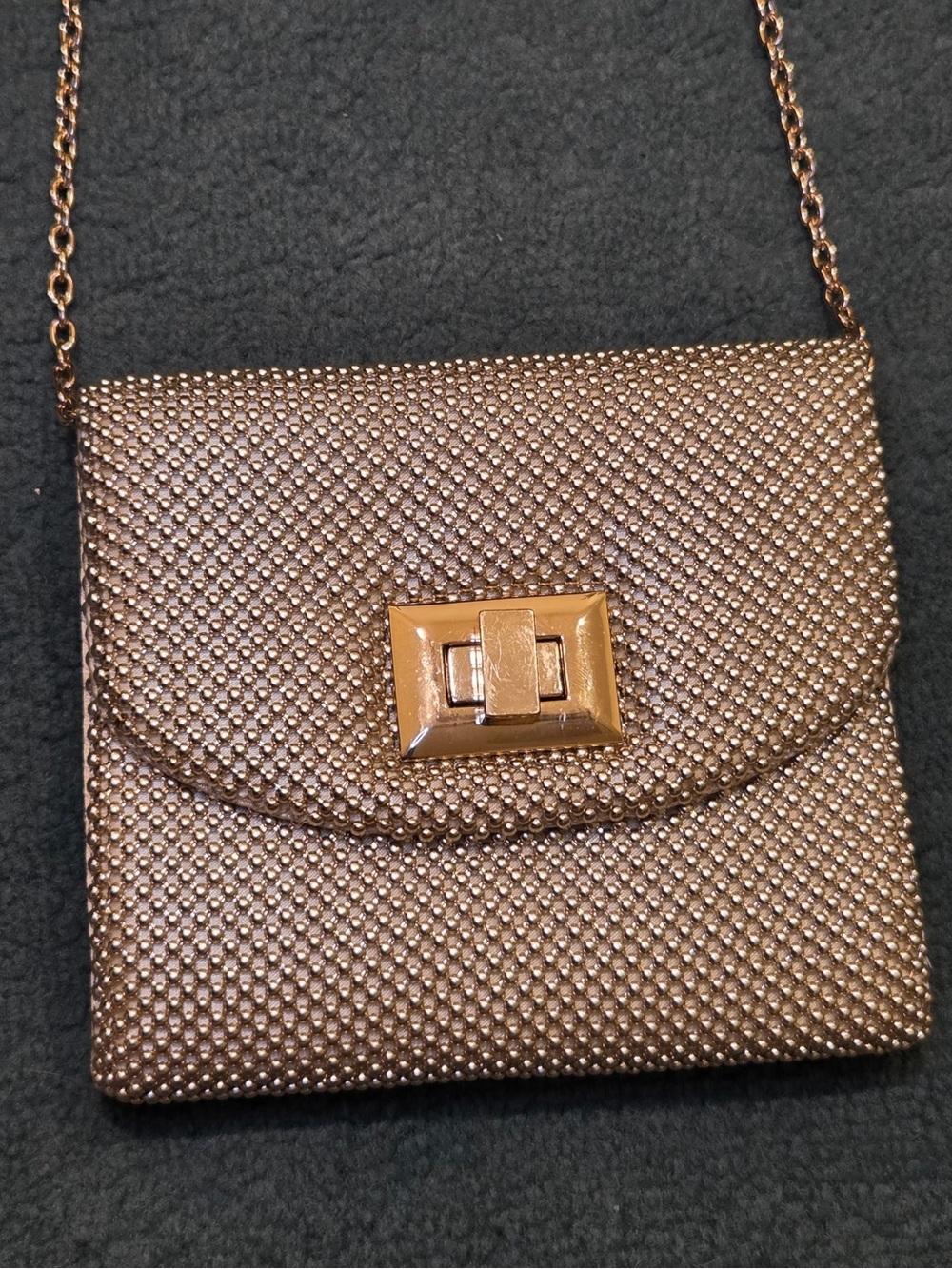 Charming Charlie RSVP Gold Mesh Crossbody Evening Bag Clutch - Picture 3 of 9